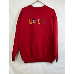 Vintage Disney & Co Womens XL Red Long Sleeve Embroidered Sweatshirt Made In USA